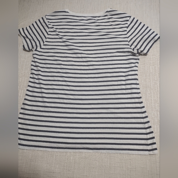 Pact Basic T-Shirt Womens Blue & White Striped Tee Sz M Organic Cotton - Picture 2 of 6